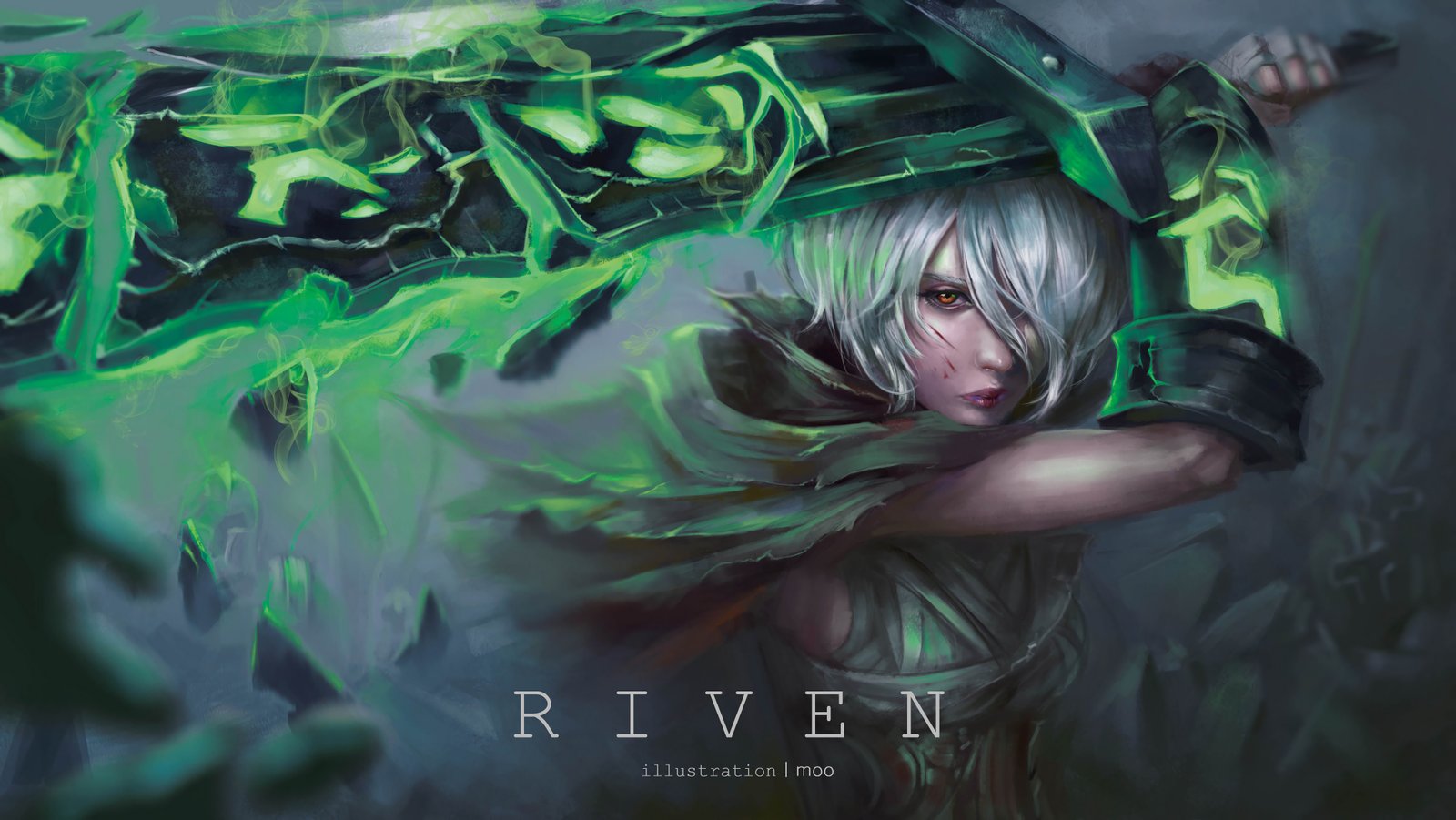 League Of Legends Riven Fan Art white prono