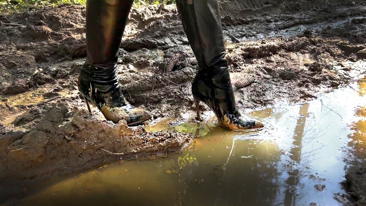 bonnie bouchard share high heel boots in mud photos