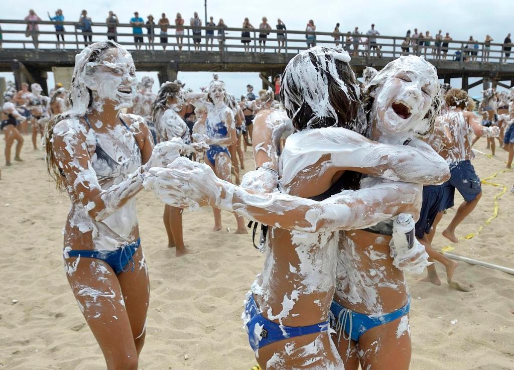 Girls Covered In Shaving Cream and grinding