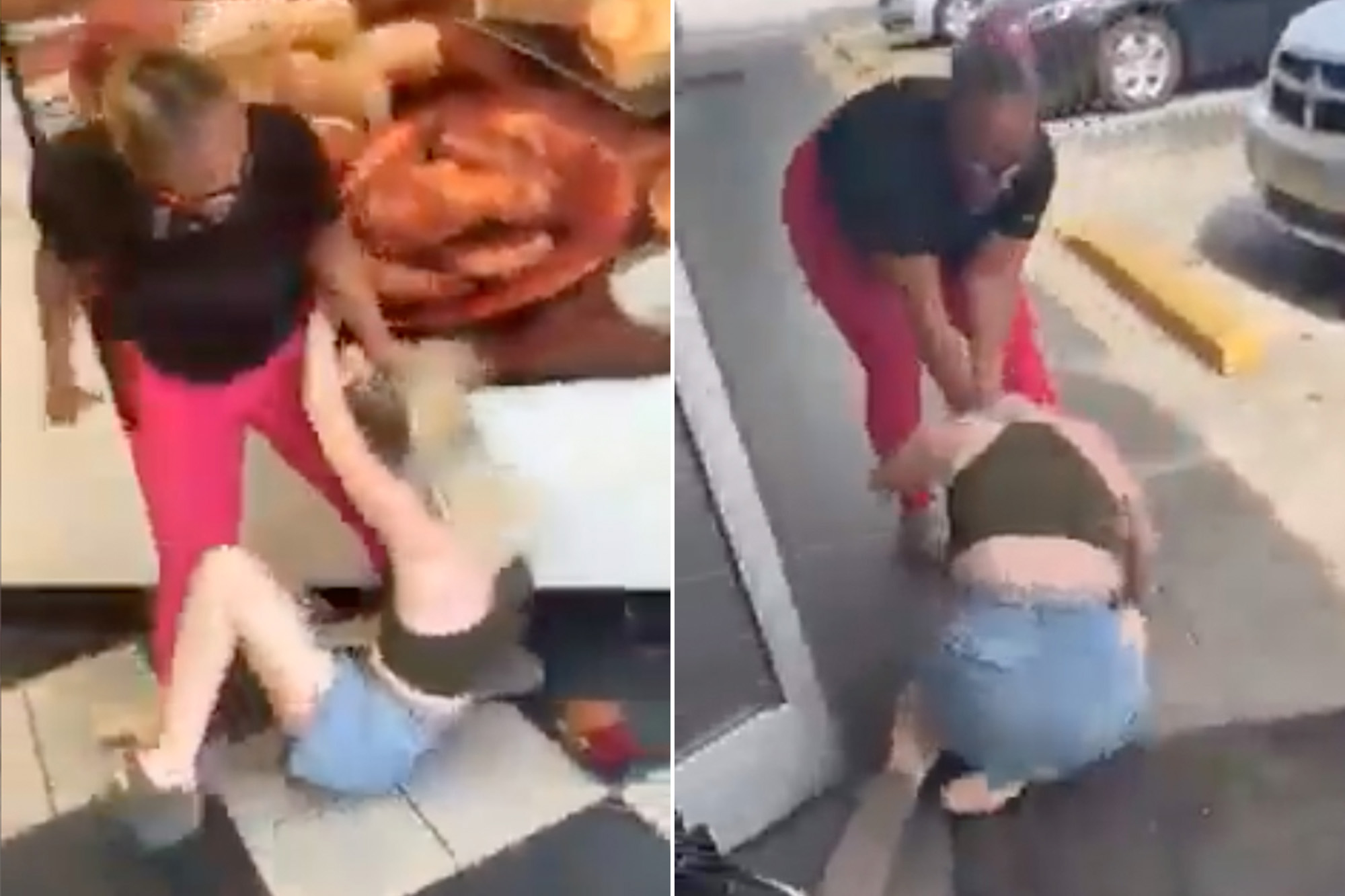 girls fighting in restaurant