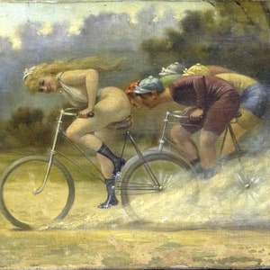 nude women on bicycles