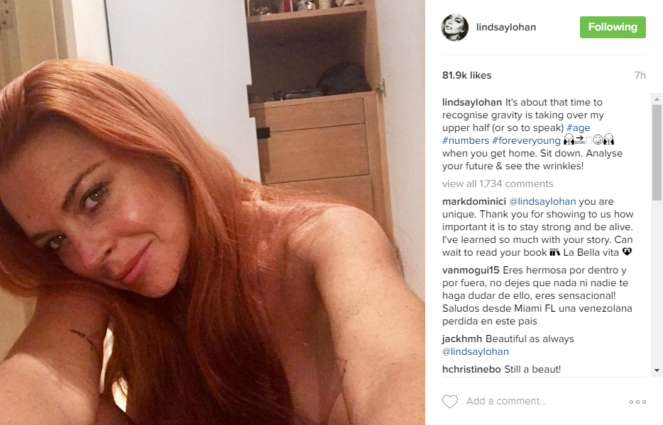 ali cline recommends lindsay lohan posts topless photo pic