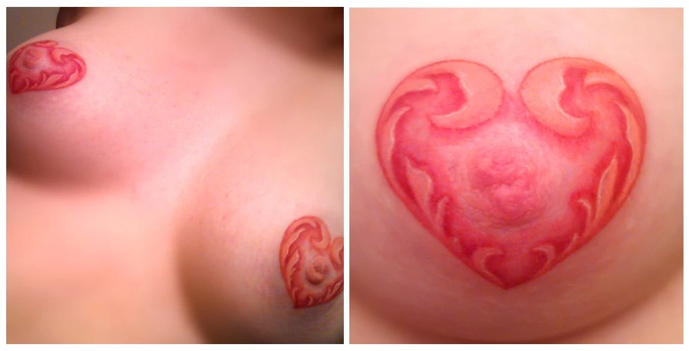 Best of Heart shaped nipples tattoo