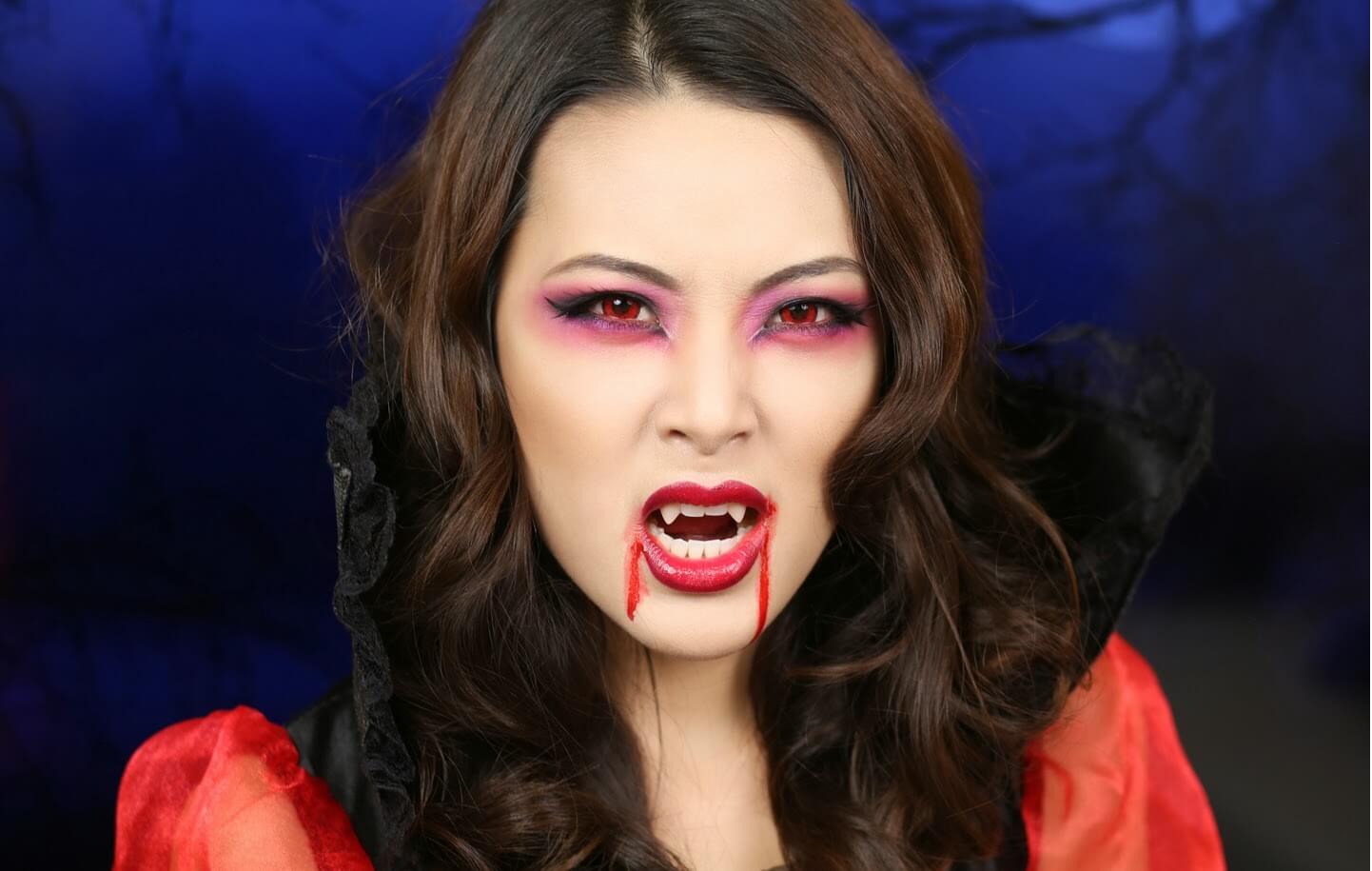vampire woman bites girl