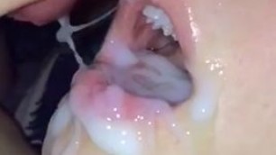 girl with cum in her mouth