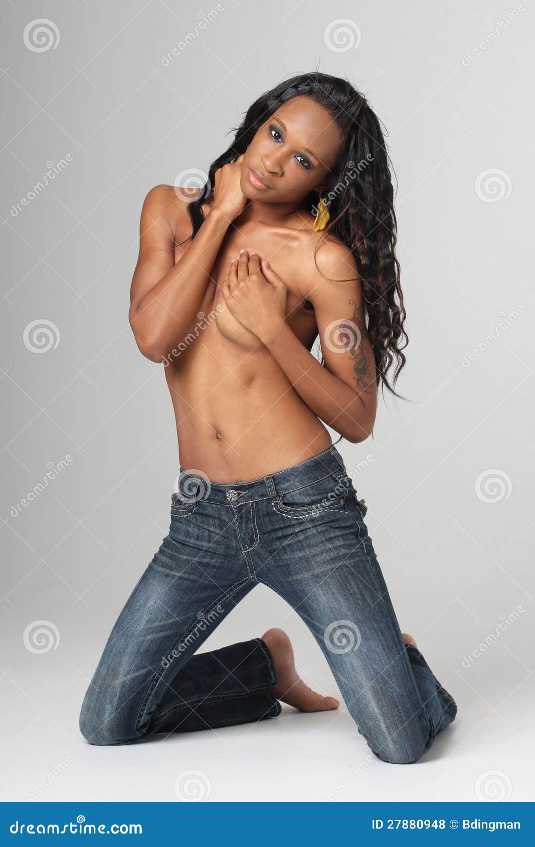 Best of Topless women wearing jeans