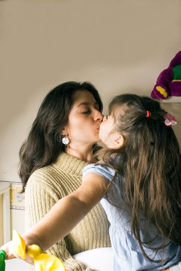 Best of Real mom and daughter kissing