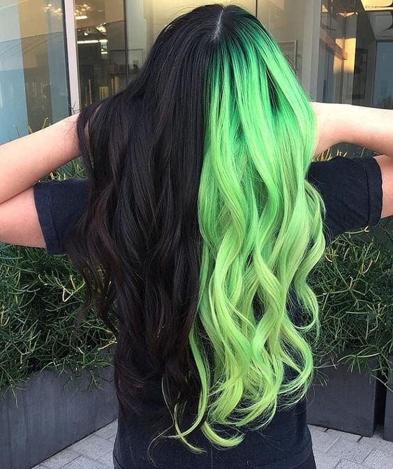 craig binney share half black half neon green hair photos