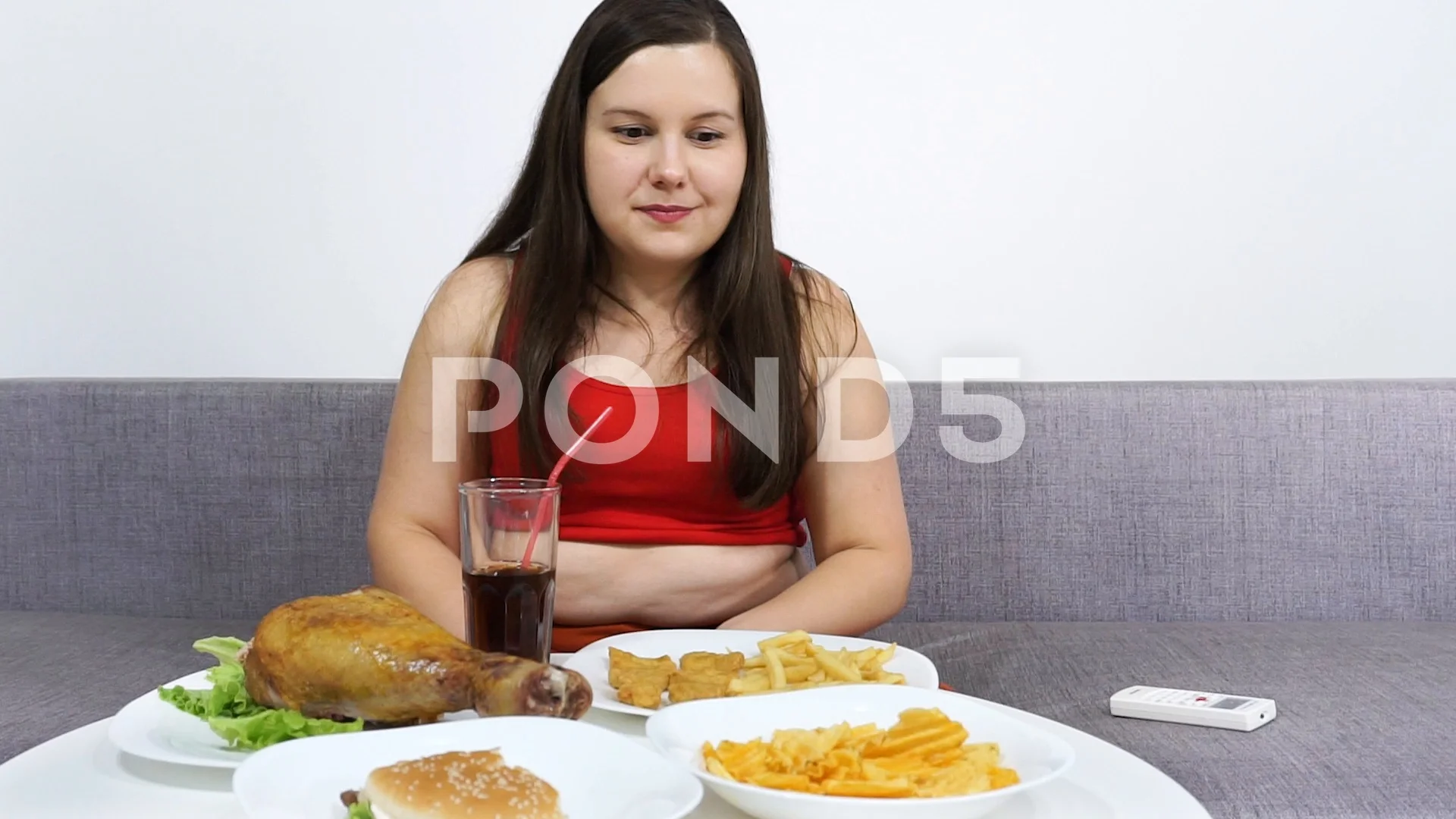 almond chow add fat lady eating chicken photo