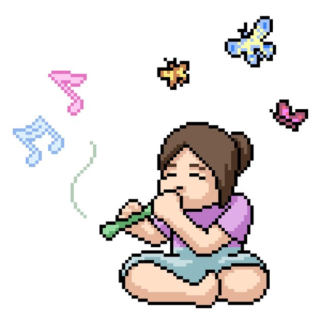 pixel art girl touching herself