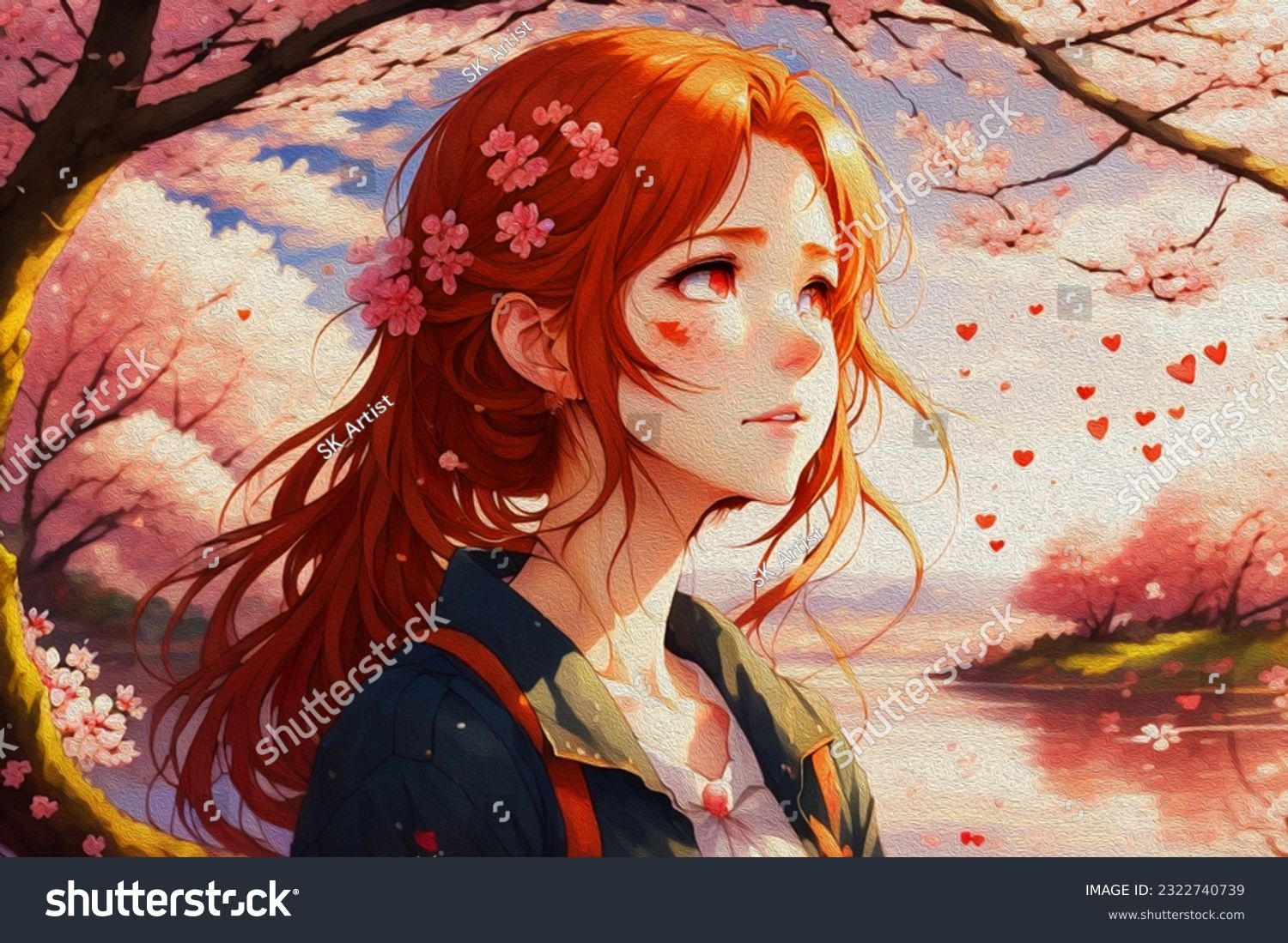 derry pratama putra add beautiful anime girl with red hair photo