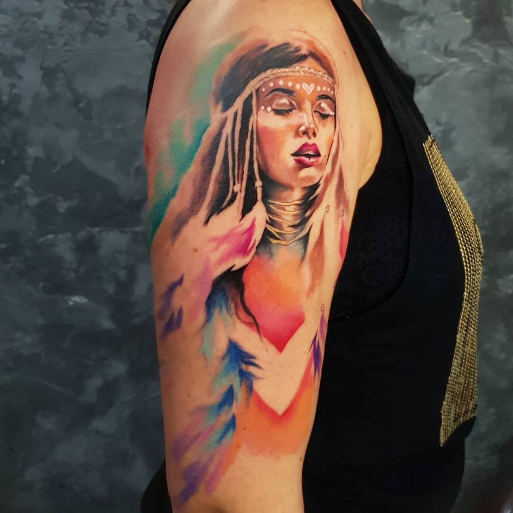 avelyn wong share pocahontas tattoo on her arm photos