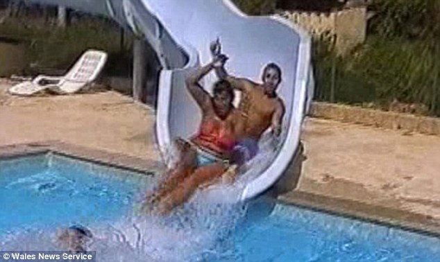 Best of Girl loses bikini top on waterslide