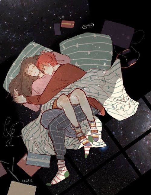 cute anime couples cuddling