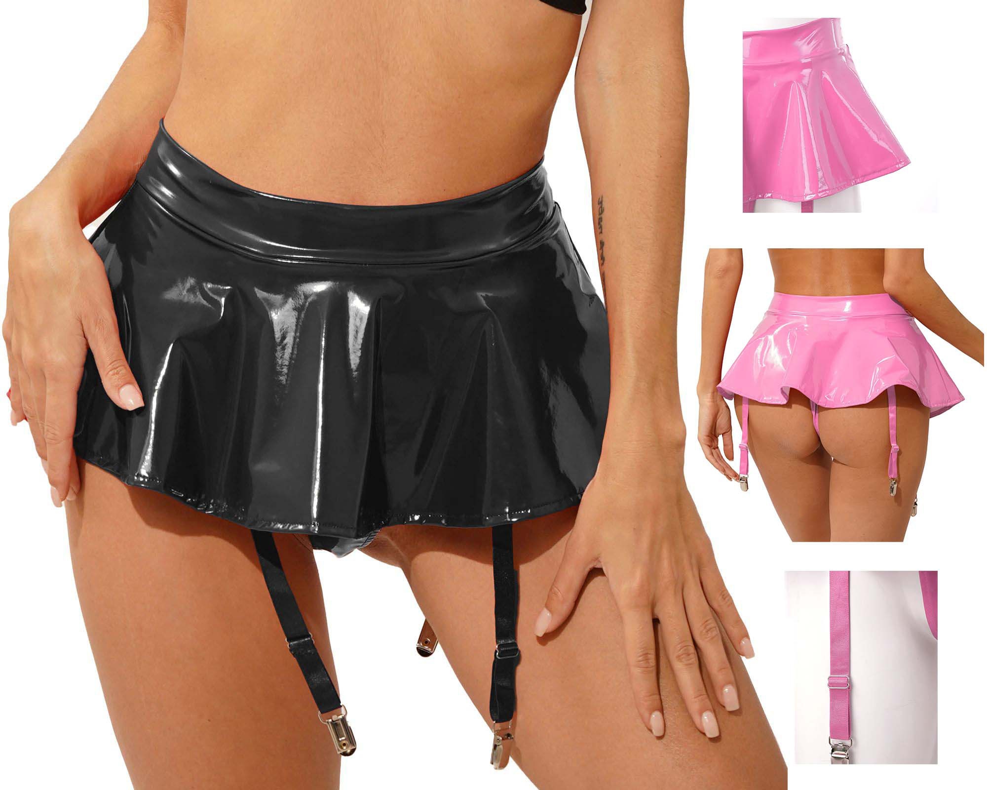 pink latex skirt