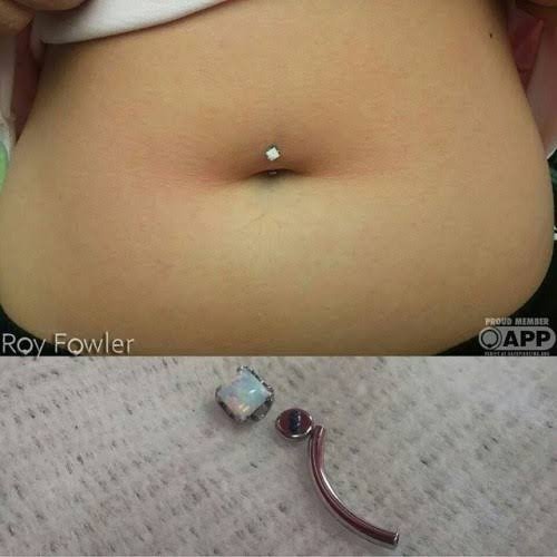 belly piercing on fat stomach