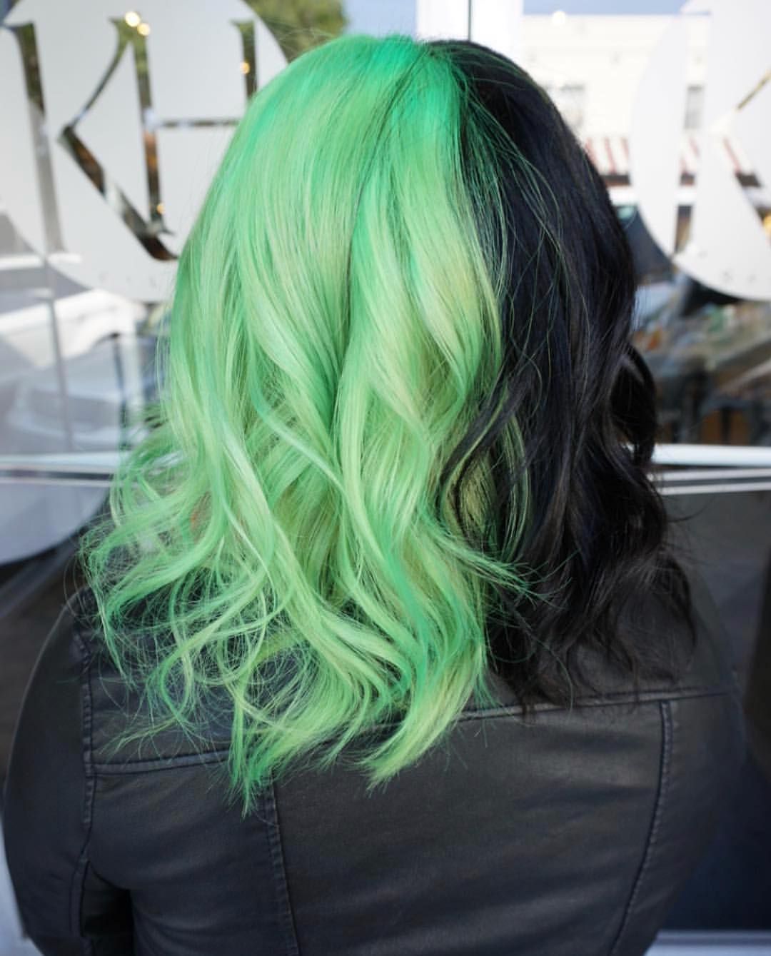 abby voigt recommends Half Black Half Neon Green Hair