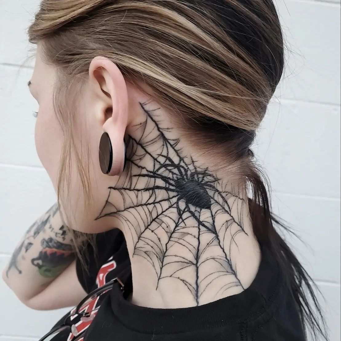 dominique beaumonte add photo spiderweb tattoo on elbow