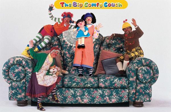 big red comfy couch