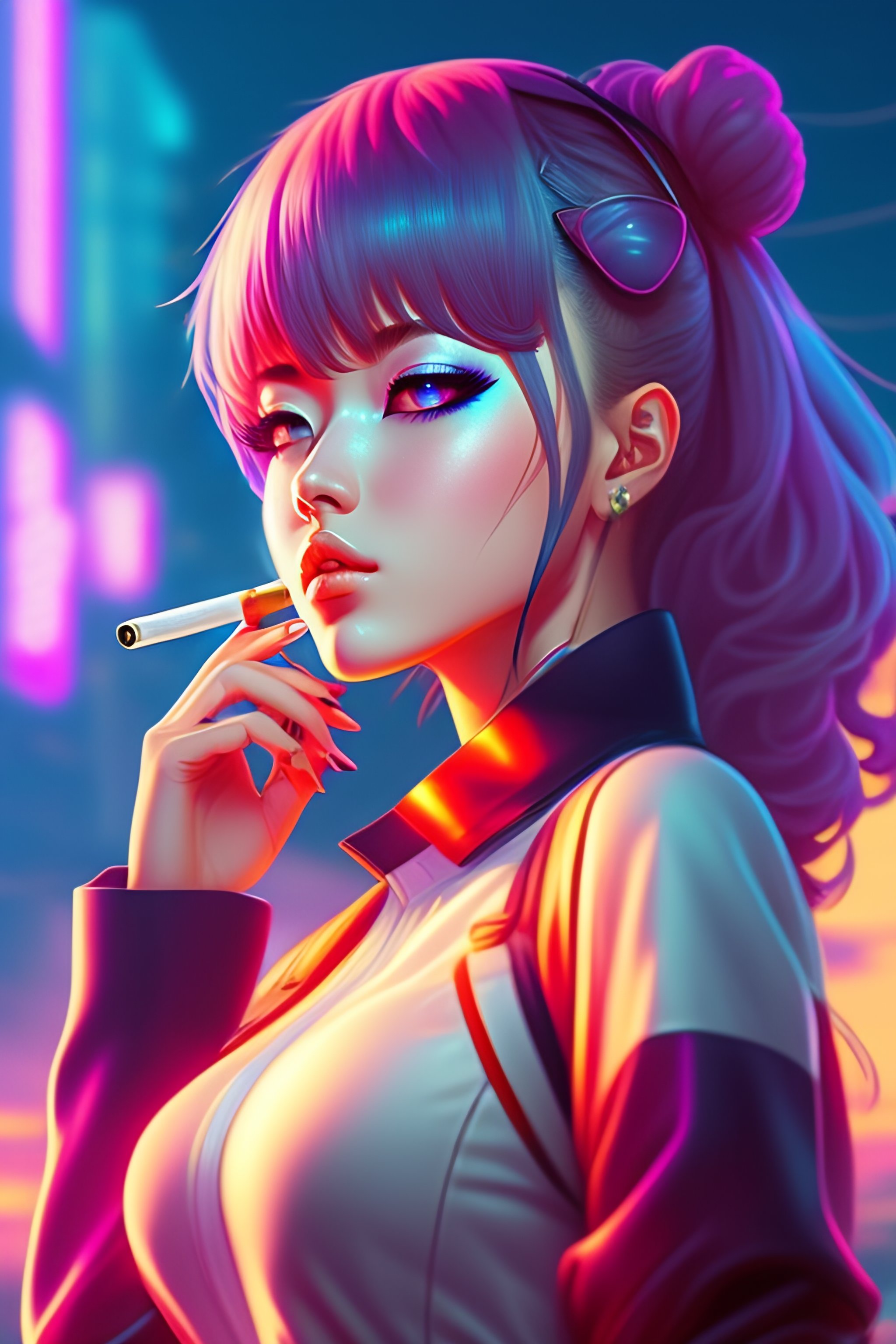 anime girl smoking