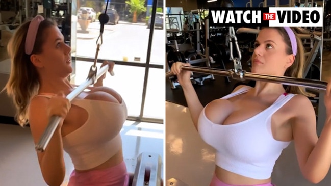 cierra bowling add big boobs in gym photo