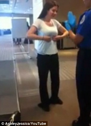 breast exposed at airport