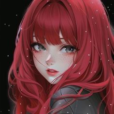 red haired anime woman