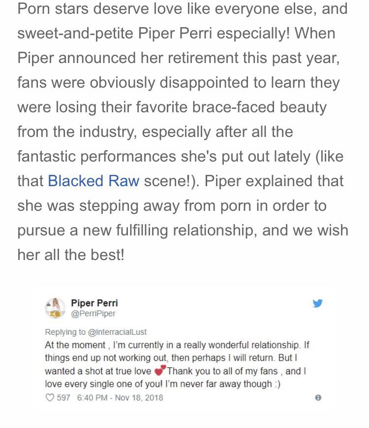 angela chatham recommends did piper perri retire pic