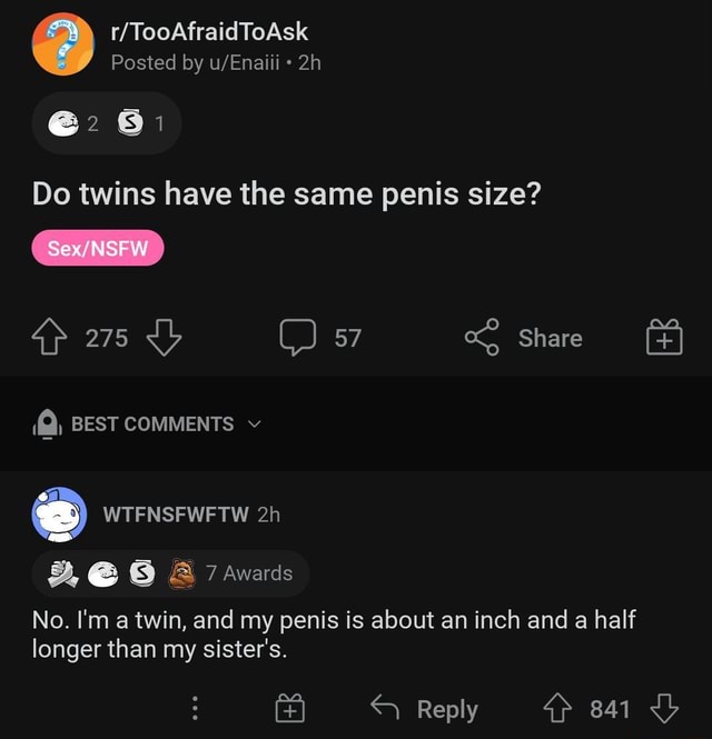 andrew barger recommends do twins have the same penis size pic