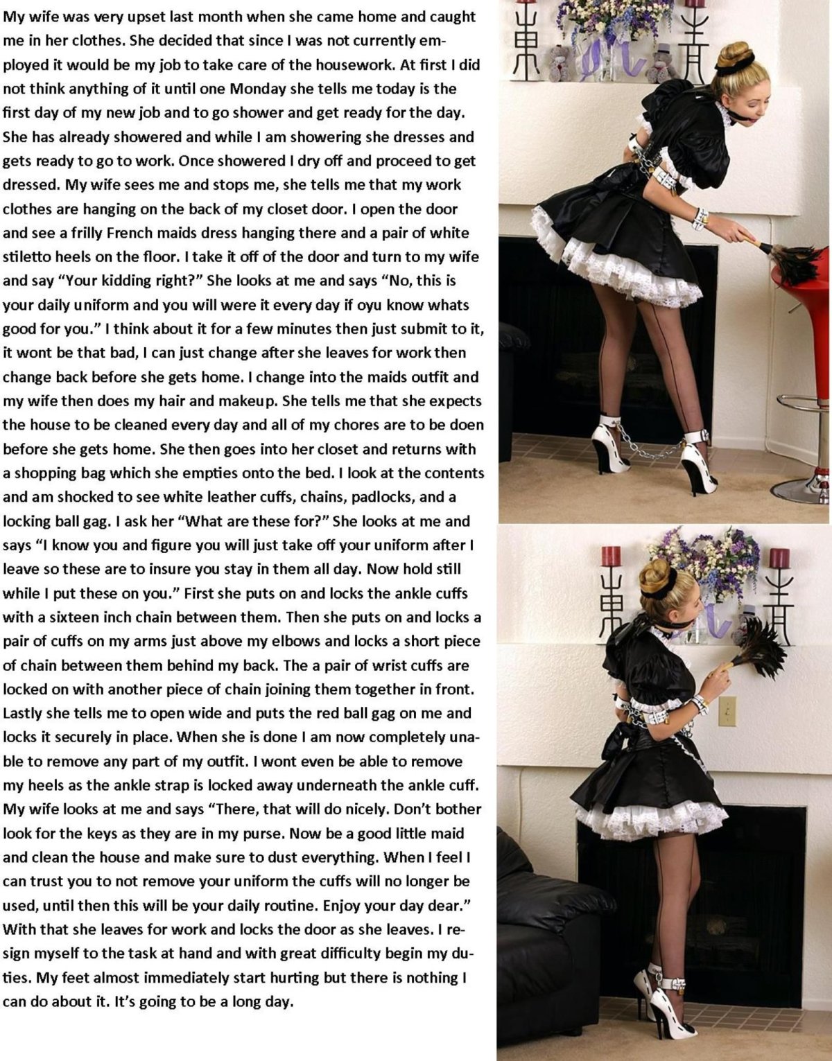 sissy maid bondage captions