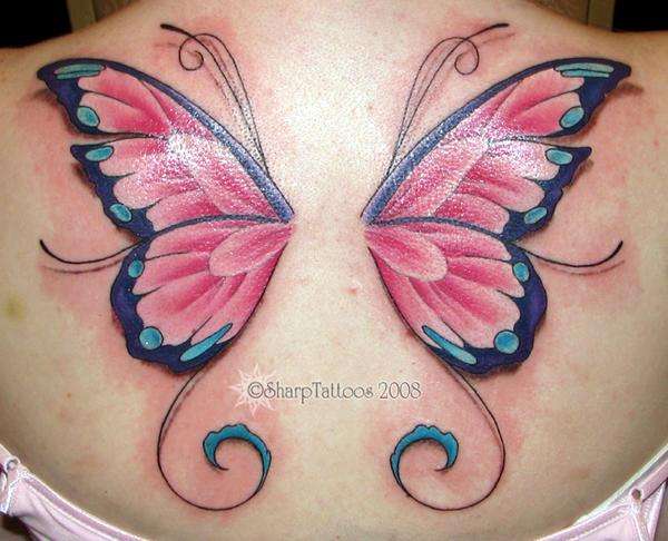 butterfly wings back tattoo