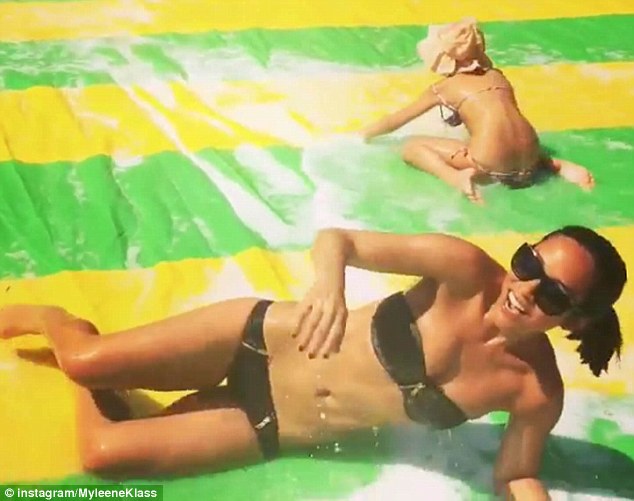 amanda sastranegara add photo girl loses bikini top on waterslide