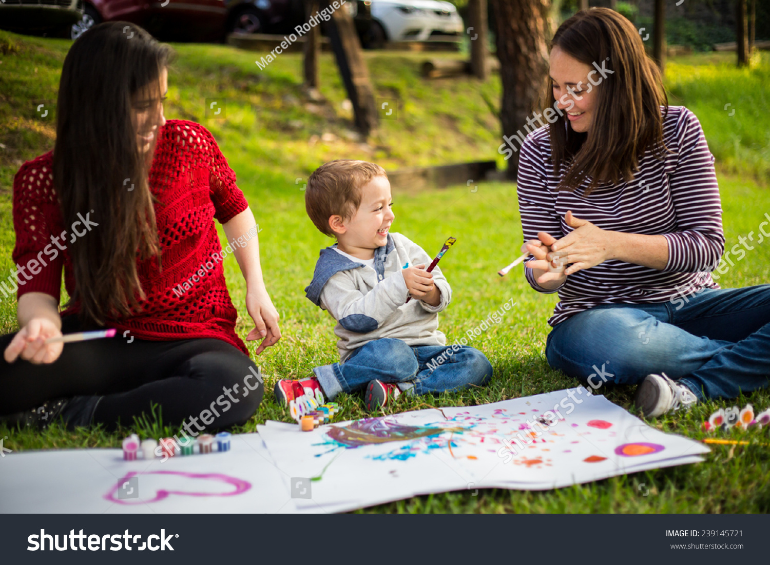 mom aunt and son