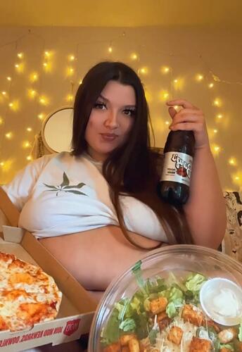 Best of Naked girl eating pizza