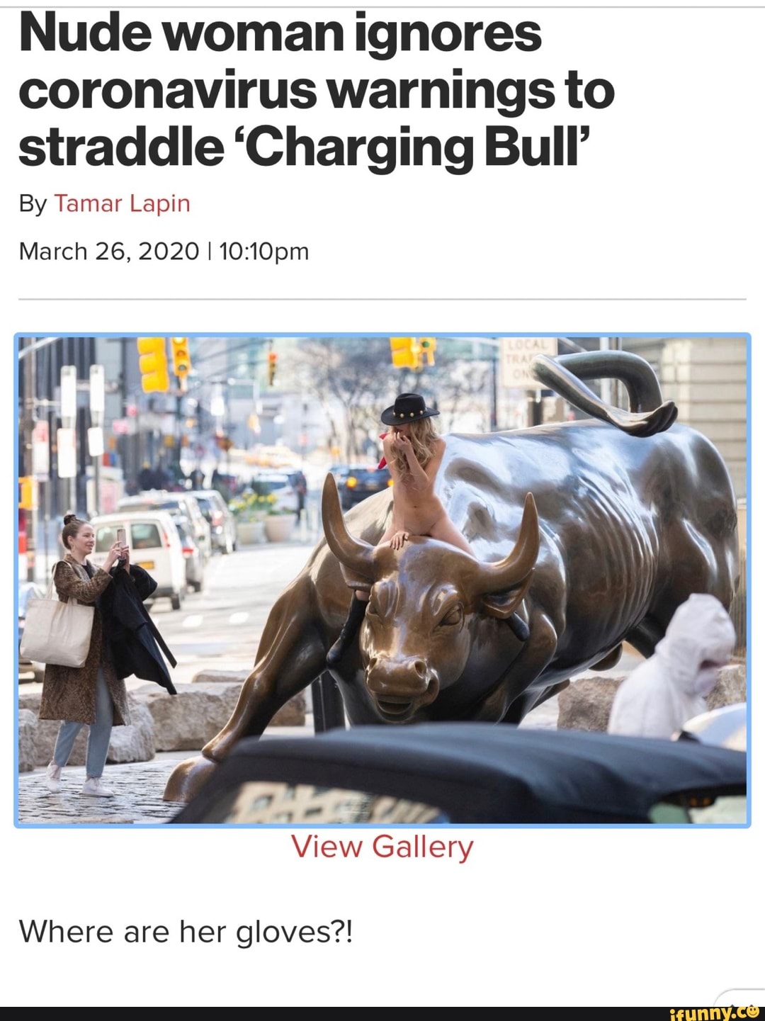 nude woman on bull