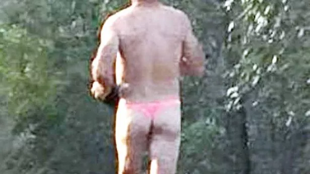 old man in a thong
