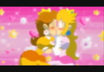 peach and daisy kiss