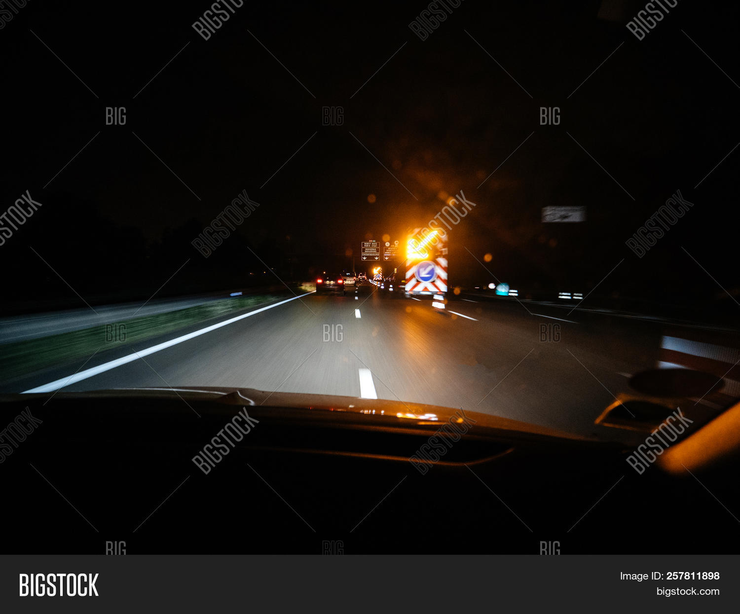 picture of inside car at night