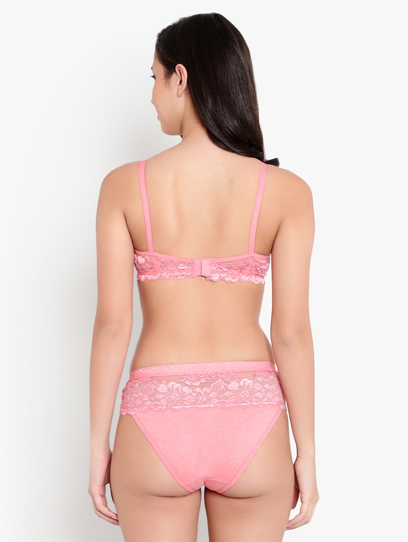 pink lace panties and bra