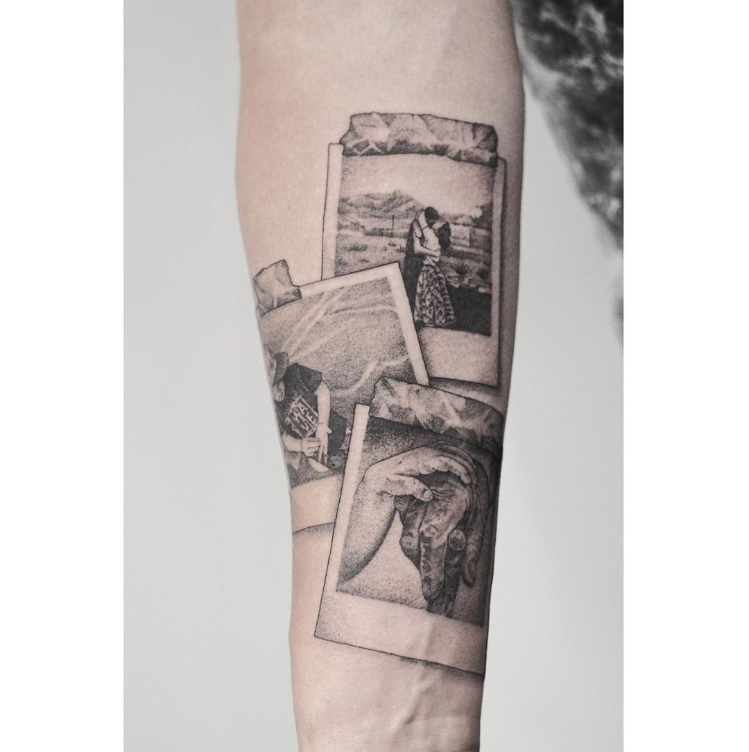 angel sachit add photo polaroid photo tattoo