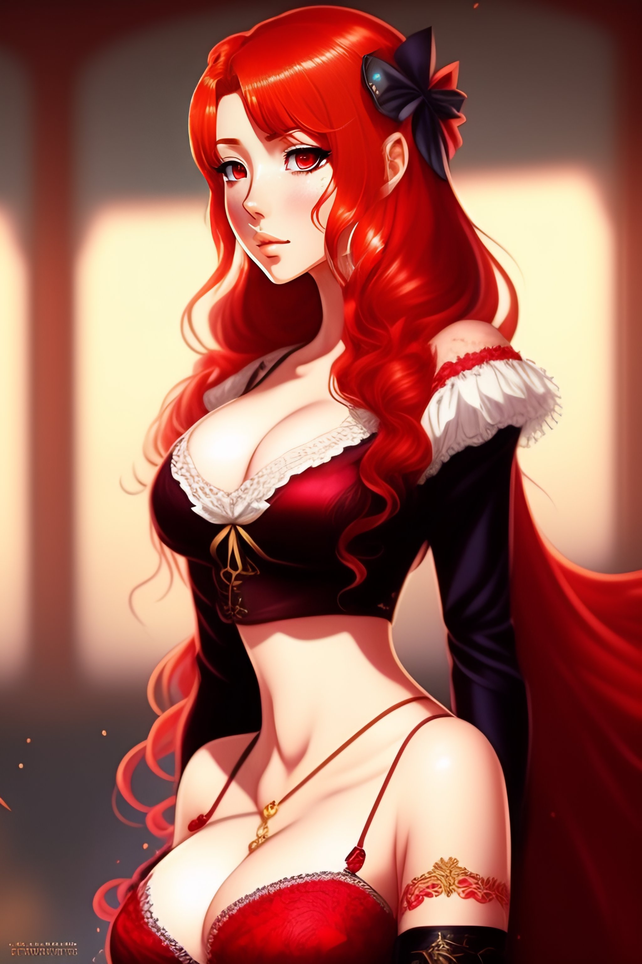 Sexy Anime Girl With Red Hair ei e