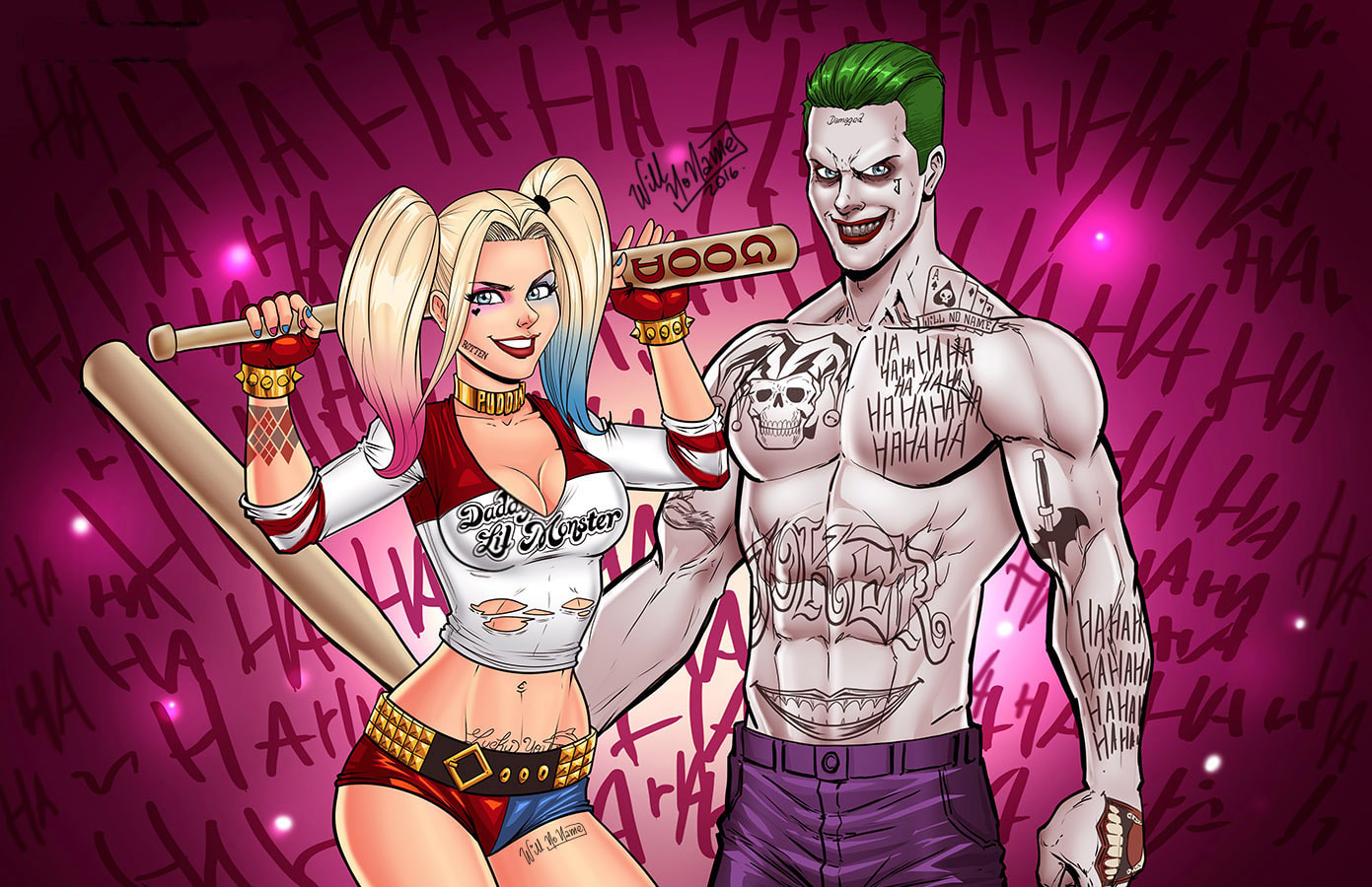 The Joker And Harley Quinn Drawing girls flirt